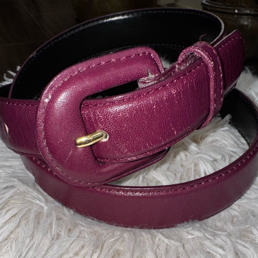 Karen Scott Genuine Leather Belt – Plum Purple – Size M 💜